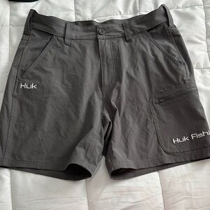 Huk Charcoal Gray Performance Fishing Hybrid Shorts